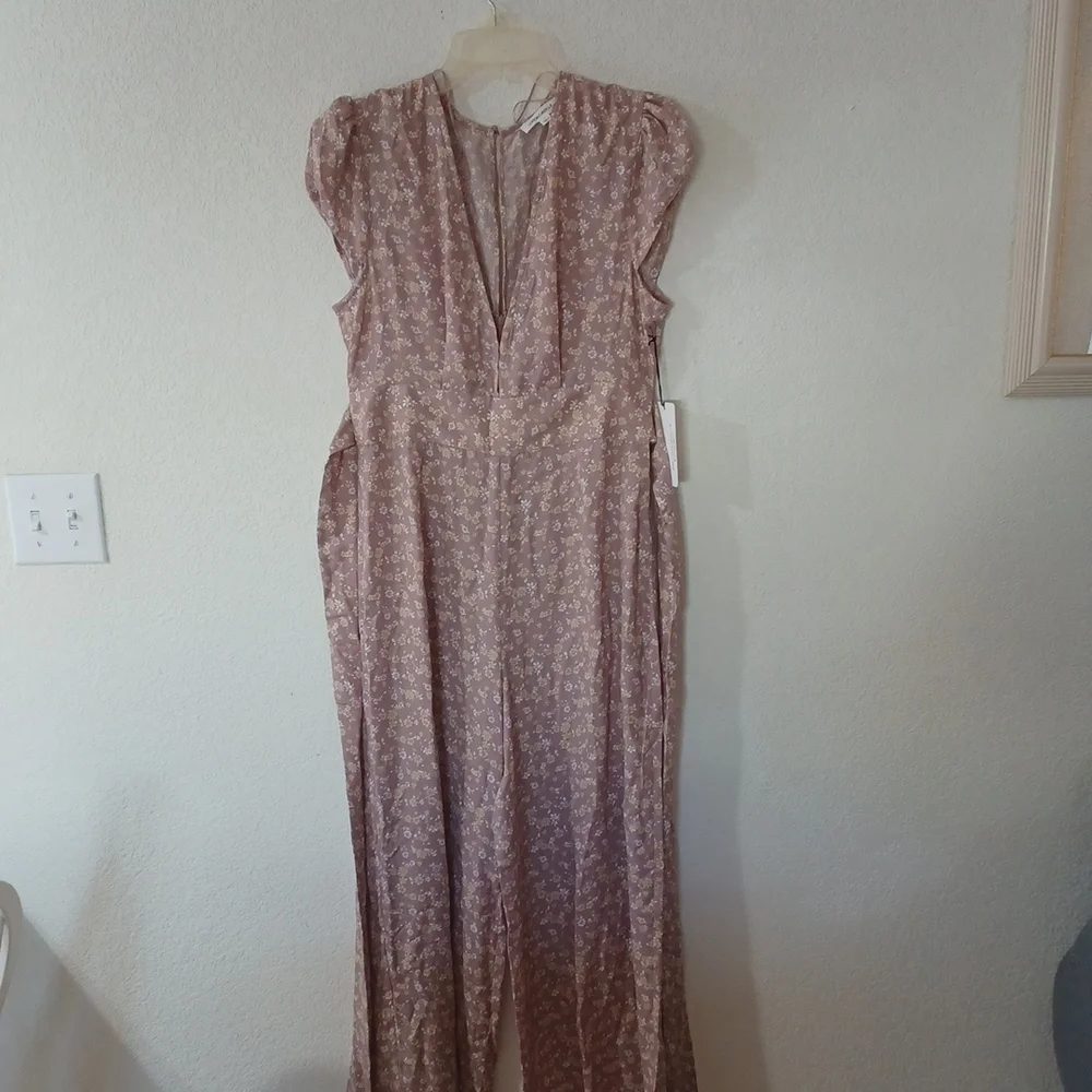 New Cotton Candy LA pink floral jumpsuit size large - Picture 2 of 9